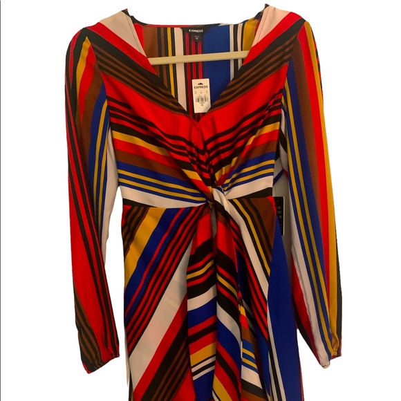 Express Multi Colored Long Sleeve Dress 👗 - Picture 2 of 3